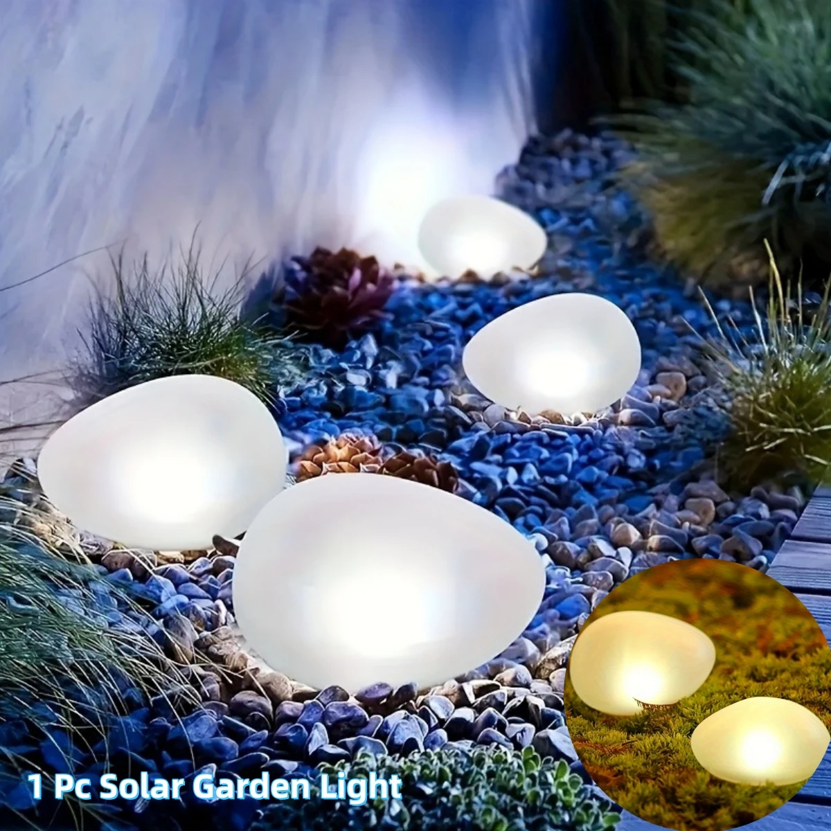 Smart Garden Spotlights - Solar Stone Light Frosted Glass Ground