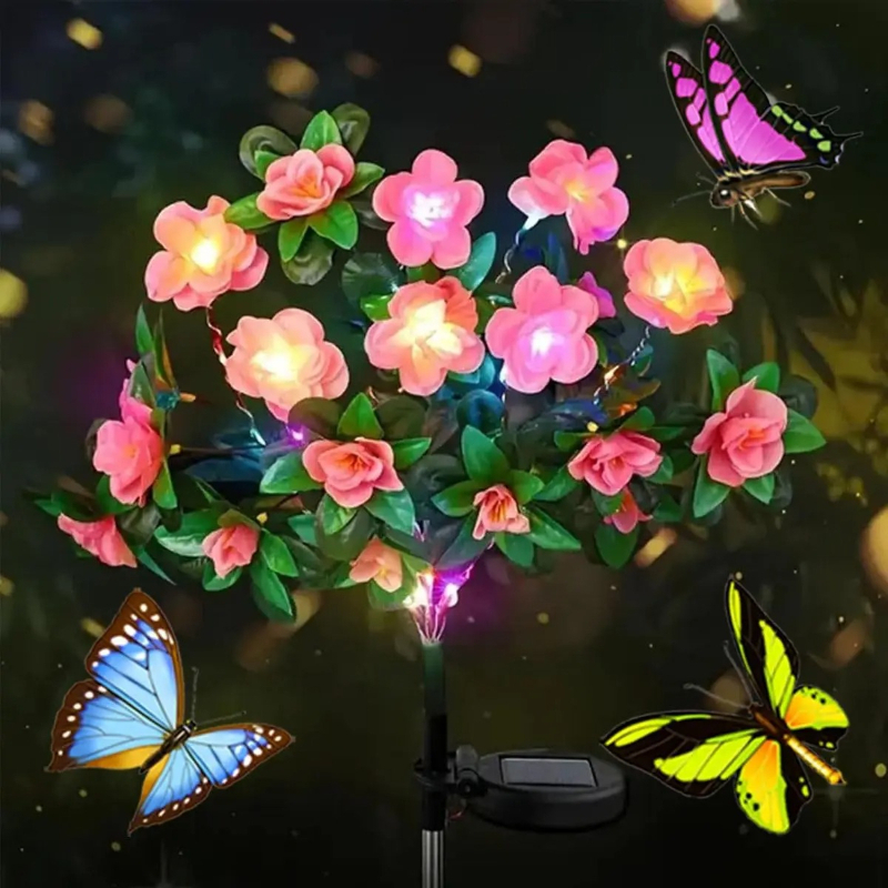 Smart Garden Spotlights - Waterproof LED Azalea Flower Solar Lights