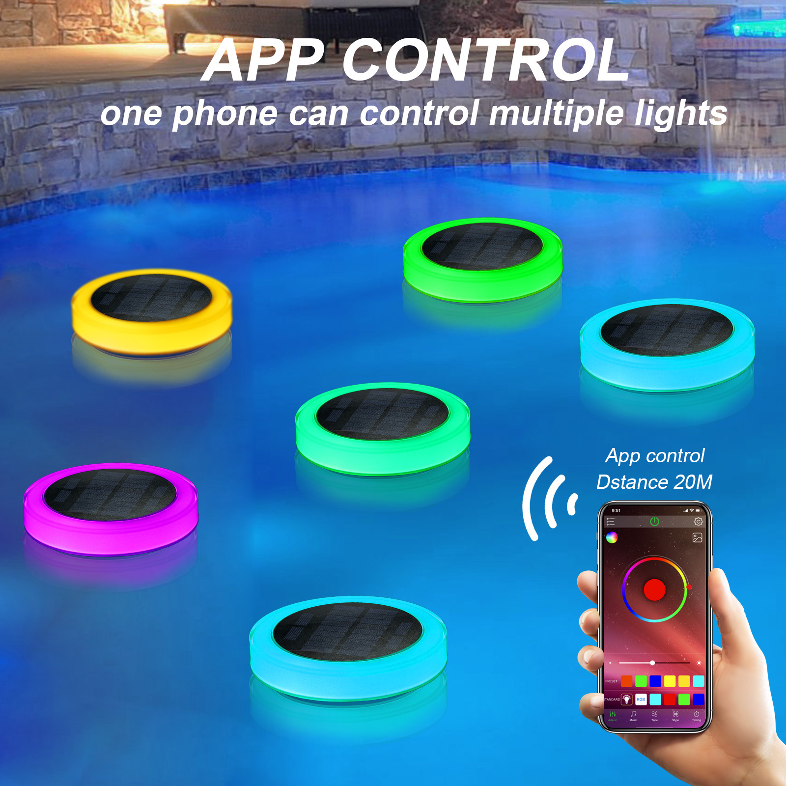 App Smart Garden - Solar LED Water Float Light Outdoor