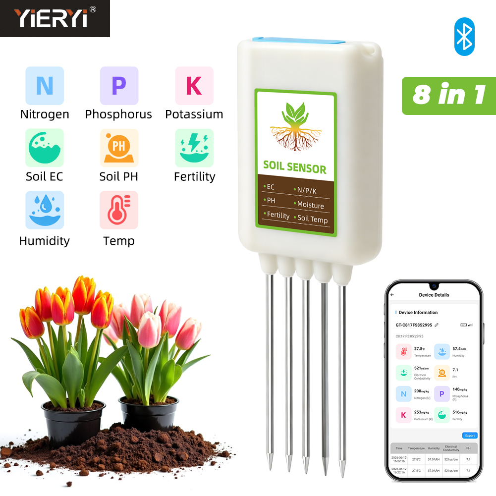 Yieryi Bluetooth 8 in 1 Soil T - App Smart Garden 리뷰 및 가격