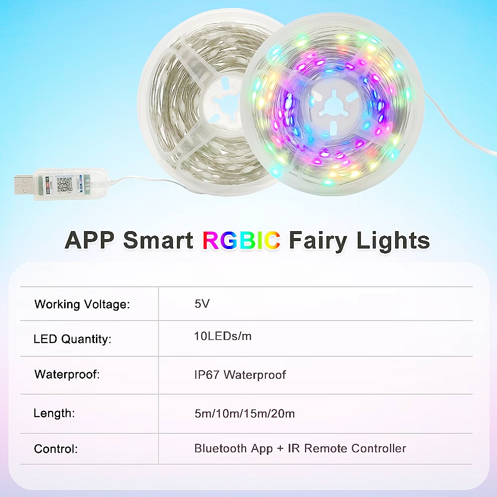 USB LED Smart App RGBIC Fairy  - App Smart Garden 리뷰 및 가격
